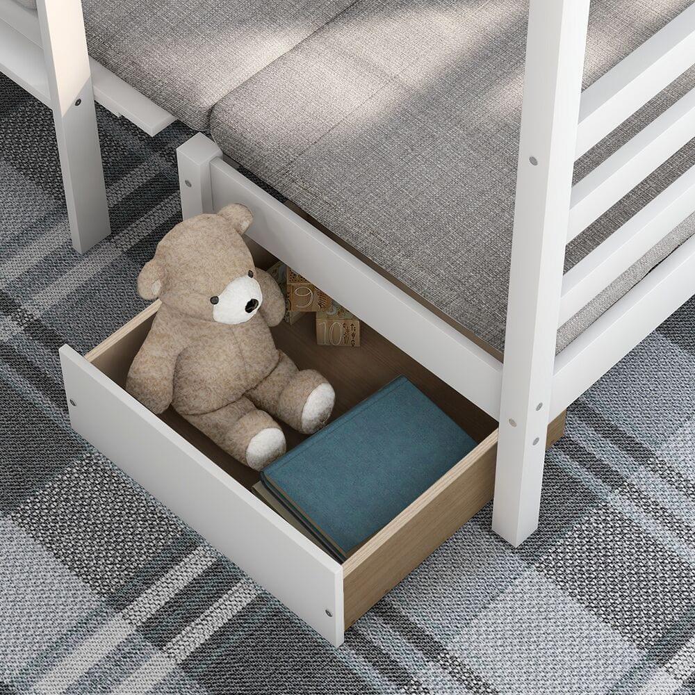 Shop Functional Loft Bed (turn into upper bed and down desk,cushion sets are free),Twin Size,White Mademoiselle Home Decor