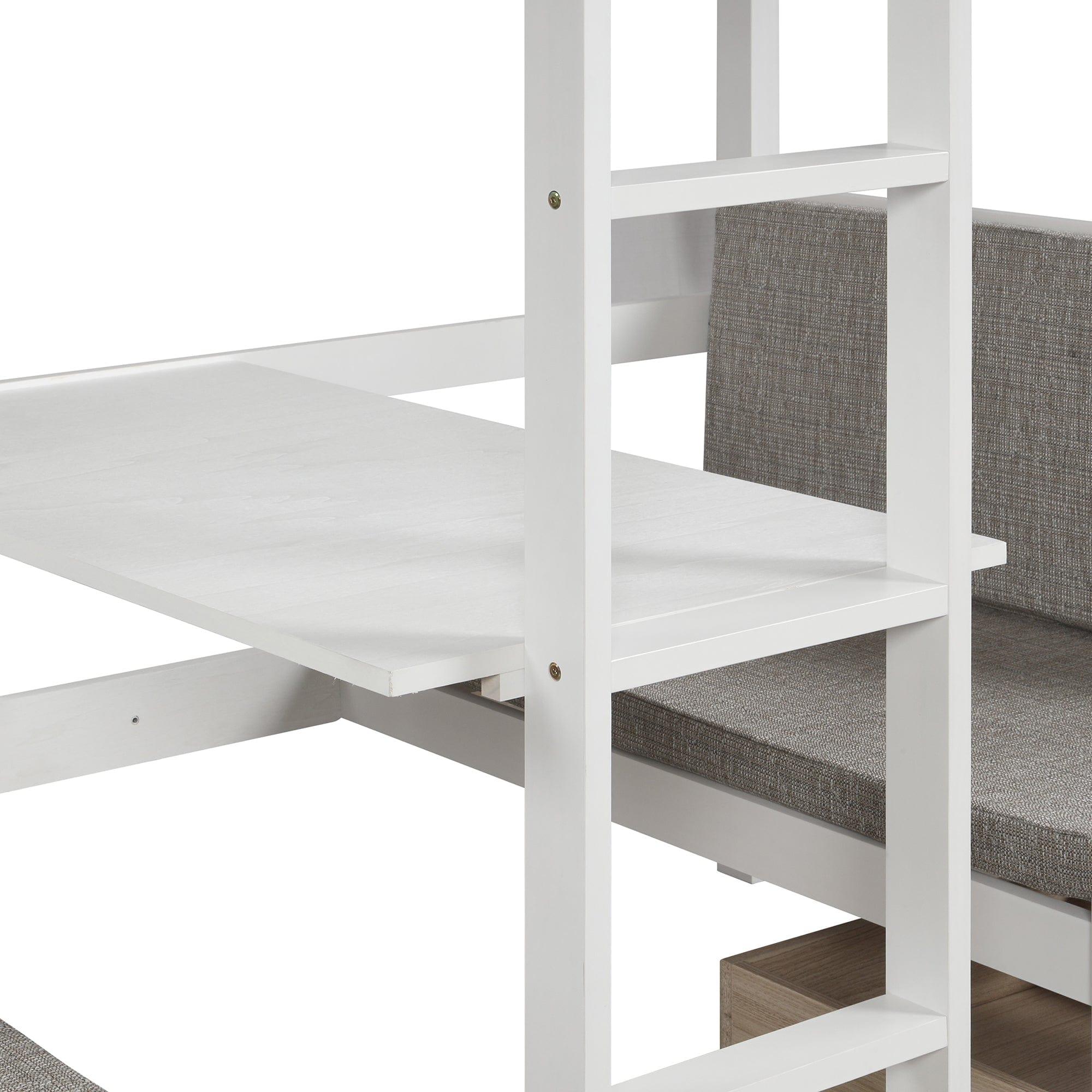 Shop Functional Loft Bed (turn into upper bed and down desk,cushion sets are free),Twin Size,White Mademoiselle Home Decor