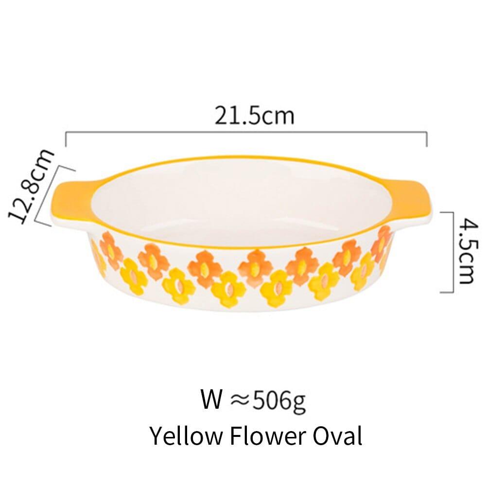Shop 0 Yellow oval MDZF SWEETHOME Ceramic Baking Dish Roasting Lasagna Pan Rectangular Dish Bakeware Pan With Handle Oven Kitchen Baking Tool Mademoiselle Home Decor