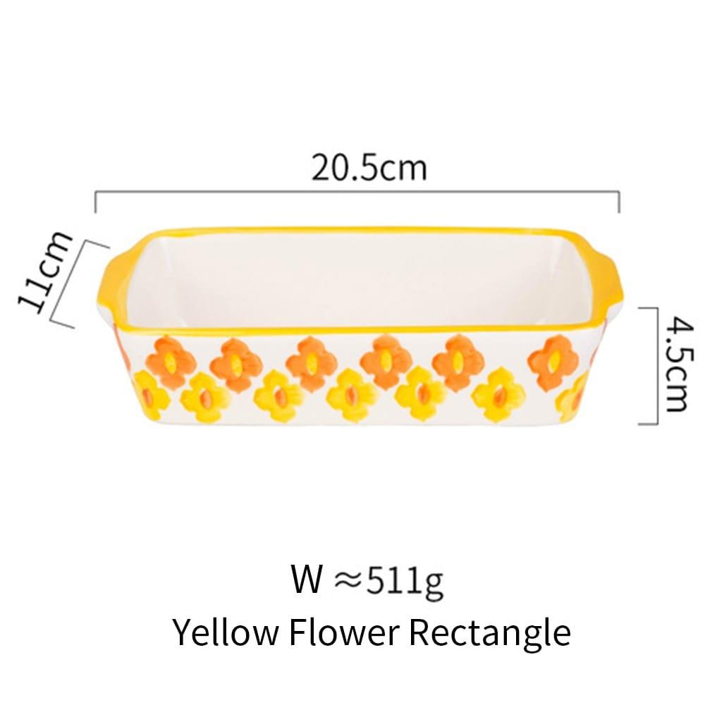 Shop 0 Yellow rectangle MDZF SWEETHOME Ceramic Baking Dish Roasting Lasagna Pan Rectangular Dish Bakeware Pan With Handle Oven Kitchen Baking Tool Mademoiselle Home Decor