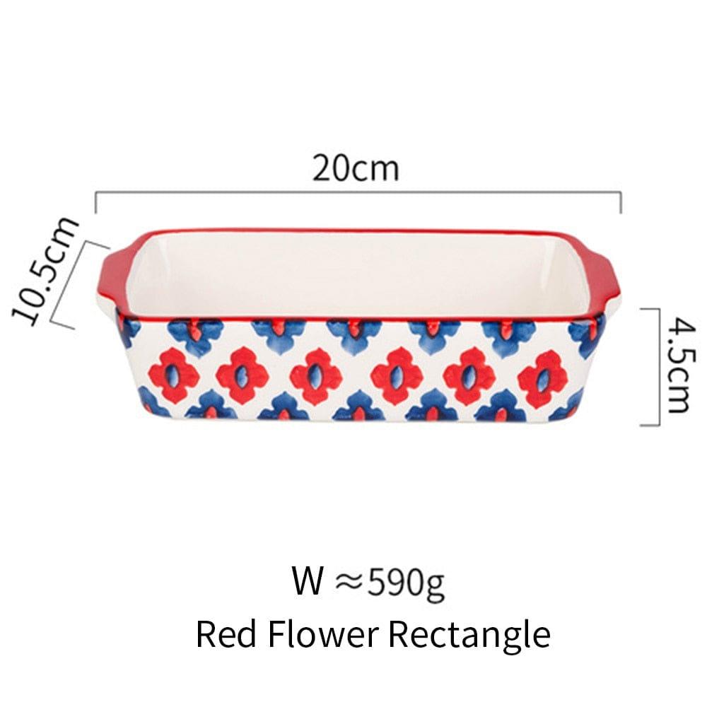 Shop 0 Red rectangle MDZF SWEETHOME Ceramic Baking Dish Roasting Lasagna Pan Rectangular Dish Bakeware Pan With Handle Oven Kitchen Baking Tool Mademoiselle Home Decor