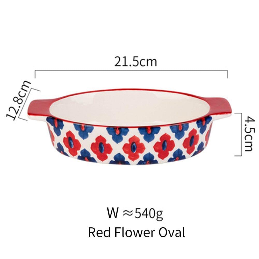 Shop 0 Red oval MDZF SWEETHOME Ceramic Baking Dish Roasting Lasagna Pan Rectangular Dish Bakeware Pan With Handle Oven Kitchen Baking Tool Mademoiselle Home Decor