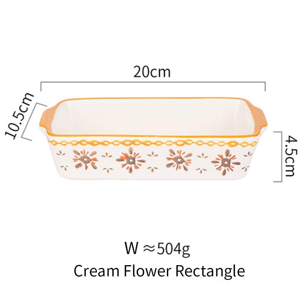 Shop 0 cream rectangle MDZF SWEETHOME Ceramic Baking Dish Roasting Lasagna Pan Rectangular Dish Bakeware Pan With Handle Oven Kitchen Baking Tool Mademoiselle Home Decor