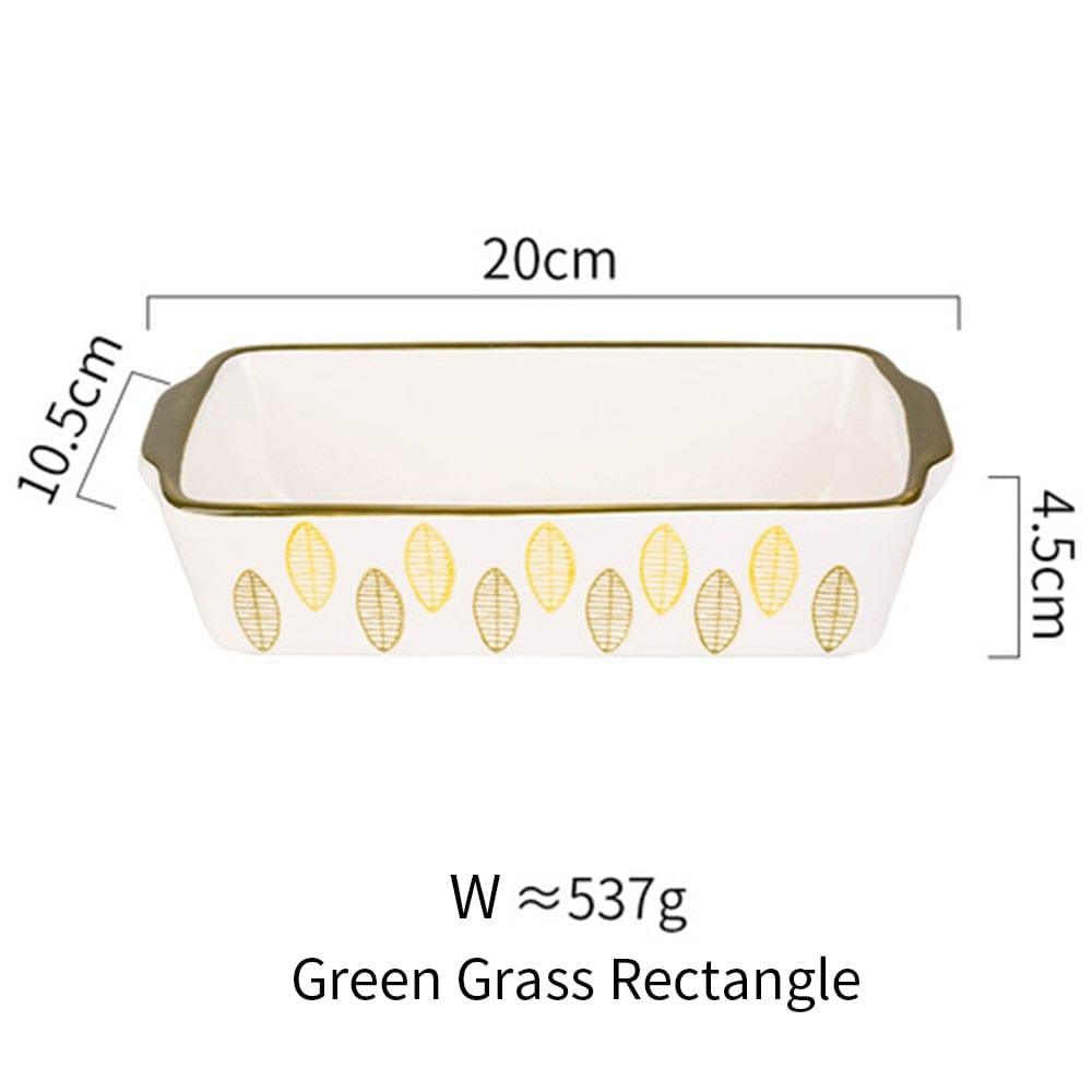 Shop 0 green gress rectange MDZF SWEETHOME Ceramic Baking Dish Roasting Lasagna Pan Rectangular Dish Bakeware Pan With Handle Oven Kitchen Baking Tool Mademoiselle Home Decor