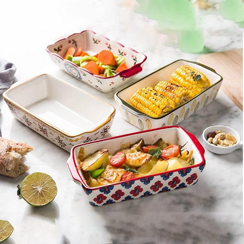 Shop 0 MDZF SWEETHOME Ceramic Baking Dish Roasting Lasagna Pan Rectangular Dish Bakeware Pan With Handle Oven Kitchen Baking Tool Mademoiselle Home Decor