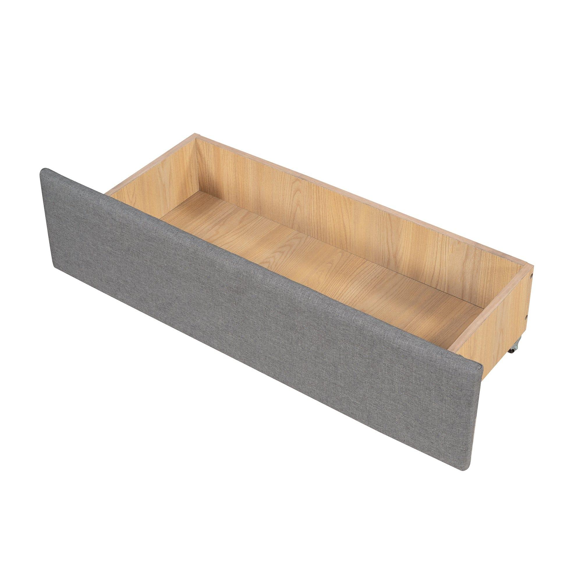Shop Upholstered daybed with Two Drawers, Wood Slat Support, Gray, Full Size(OLD SKU :LP001111AAE) Mademoiselle Home Decor
