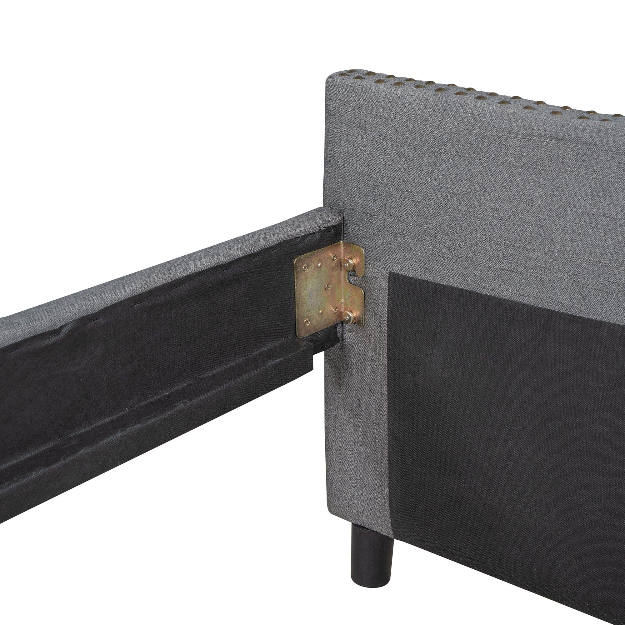 Shop Upholstered daybed with Two Drawers, Wood Slat Support, Gray, Full Size(OLD SKU :LP001111AAE) Mademoiselle Home Decor