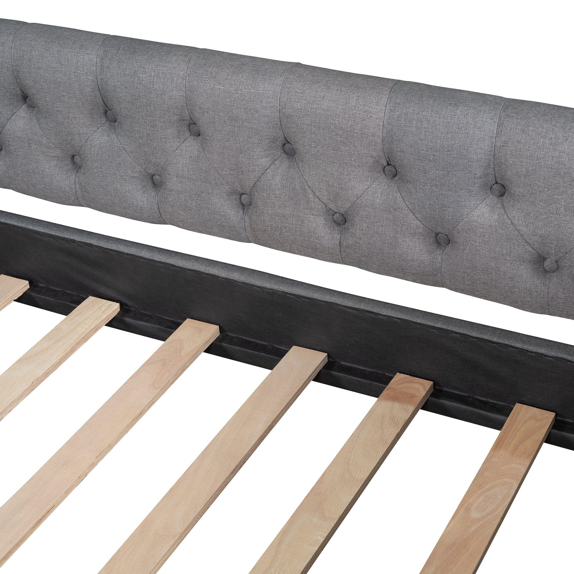 Shop Upholstered daybed with Two Drawers, Wood Slat Support, Gray, Full Size(OLD SKU :LP001111AAE) Mademoiselle Home Decor