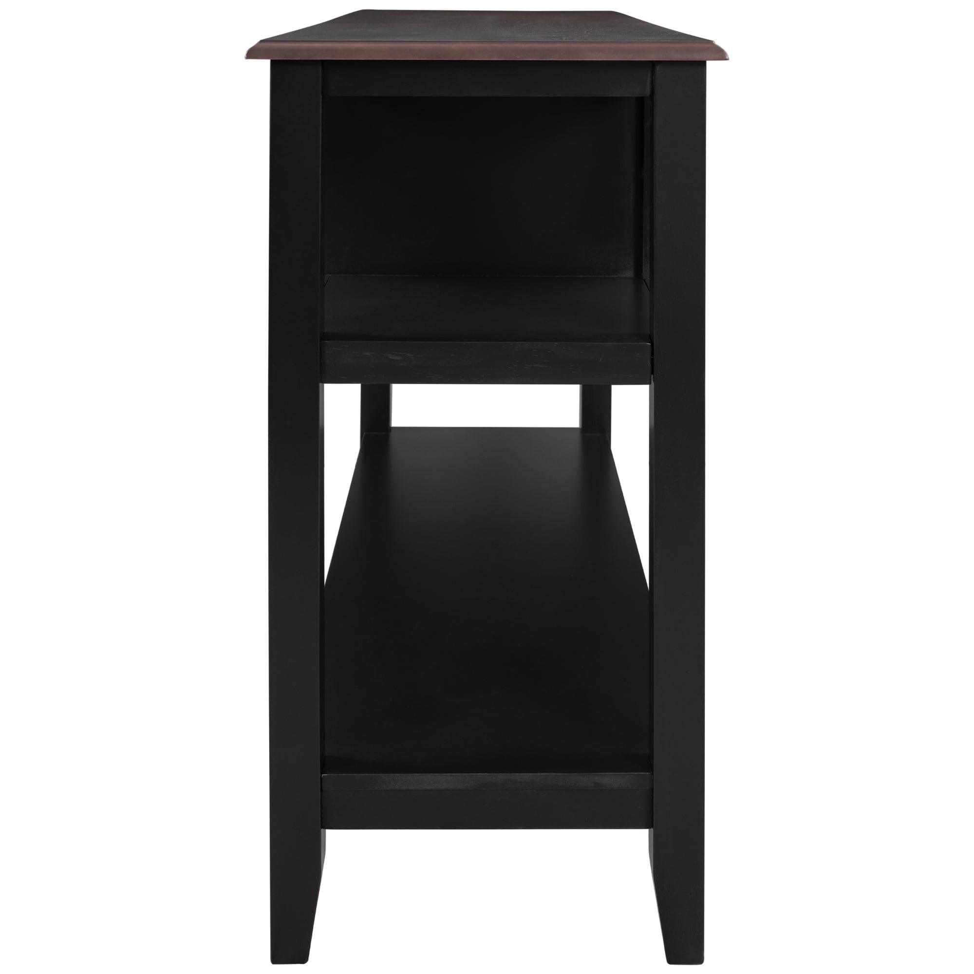 Shop TREXM Color-matched Console Table with 2 Drawers and Open Shelves for Living Room, Entryway (Black+Walnut) Mademoiselle Home Decor