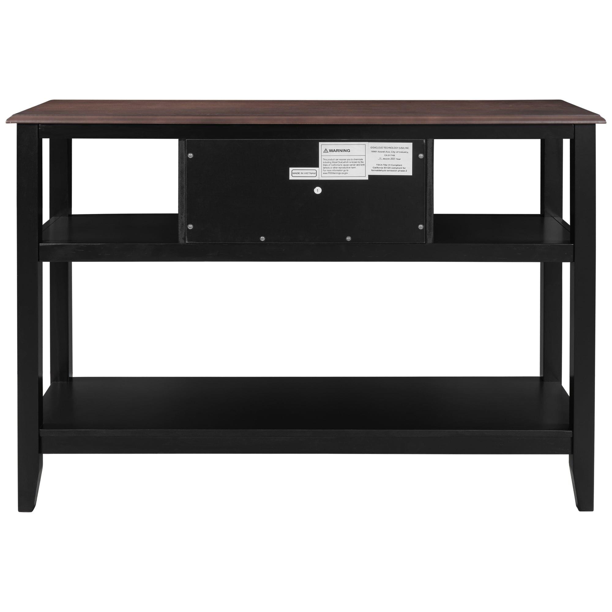 Shop TREXM Color-matched Console Table with 2 Drawers and Open Shelves for Living Room, Entryway (Black+Walnut) Mademoiselle Home Decor