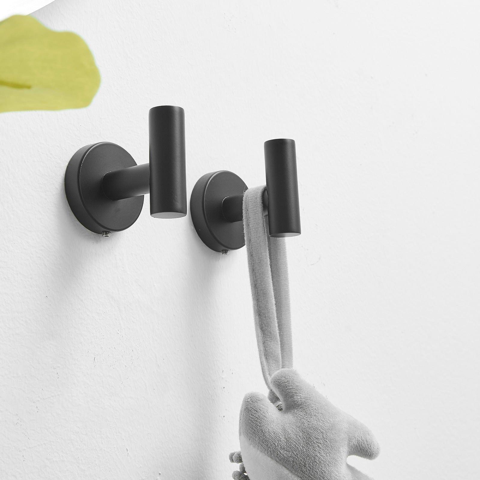 Shop Round Bathroom Robe Hook and Towel Hook in Stainless Steel Matte Black (2-Pack) Mademoiselle Home Decor