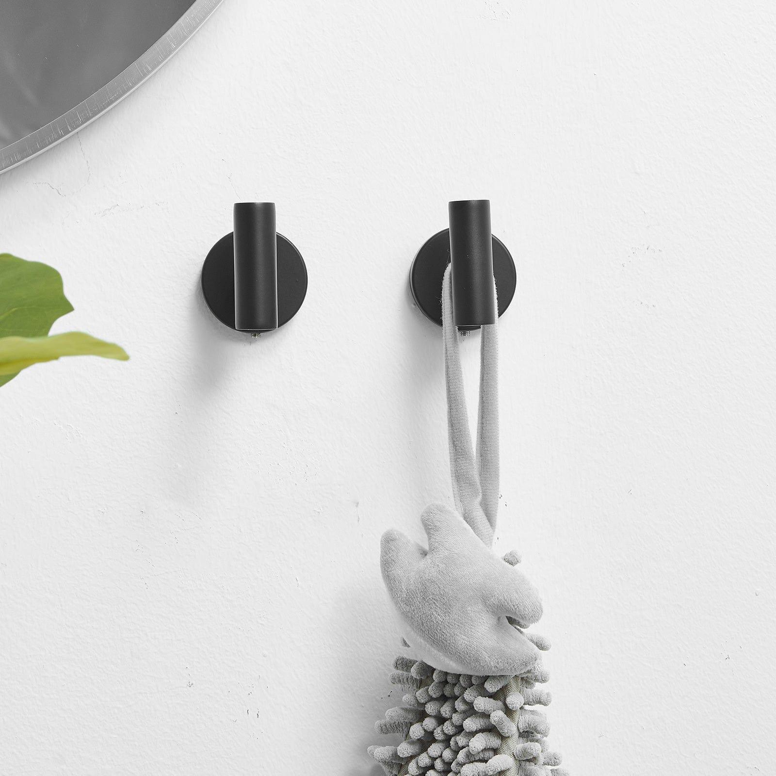 Shop Round Bathroom Robe Hook and Towel Hook in Stainless Steel Matte Black (2-Pack) Mademoiselle Home Decor