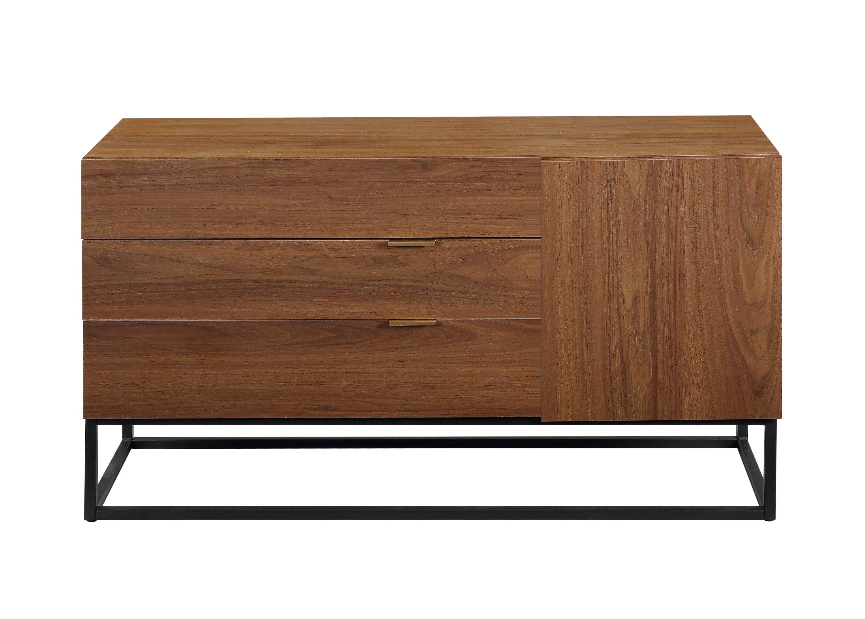 Shop ACME Walden Console Table in Walnut & Black Finish AC00792 Mademoiselle Home Decor
