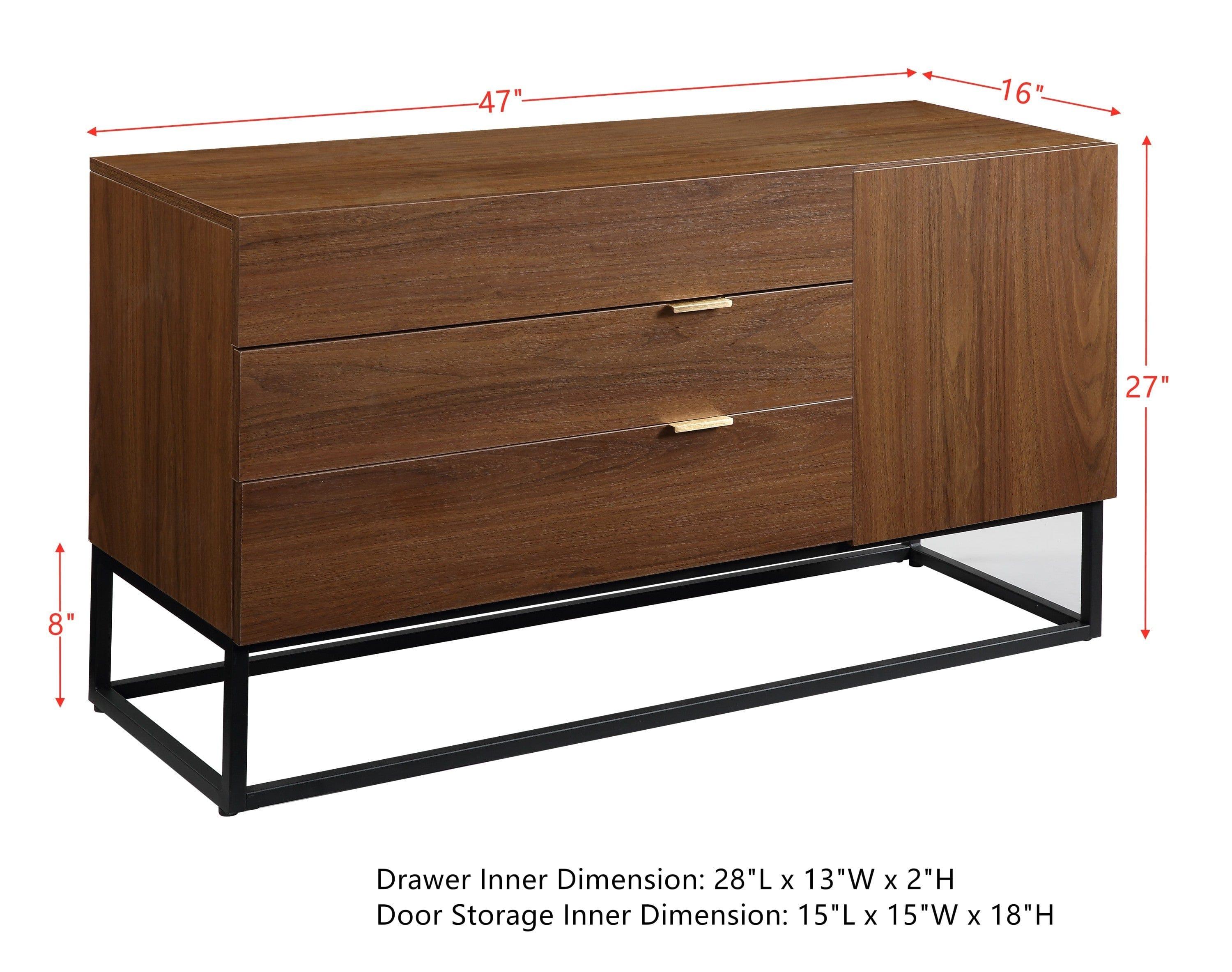 Shop ACME Walden Console Table in Walnut & Black Finish AC00792 Mademoiselle Home Decor