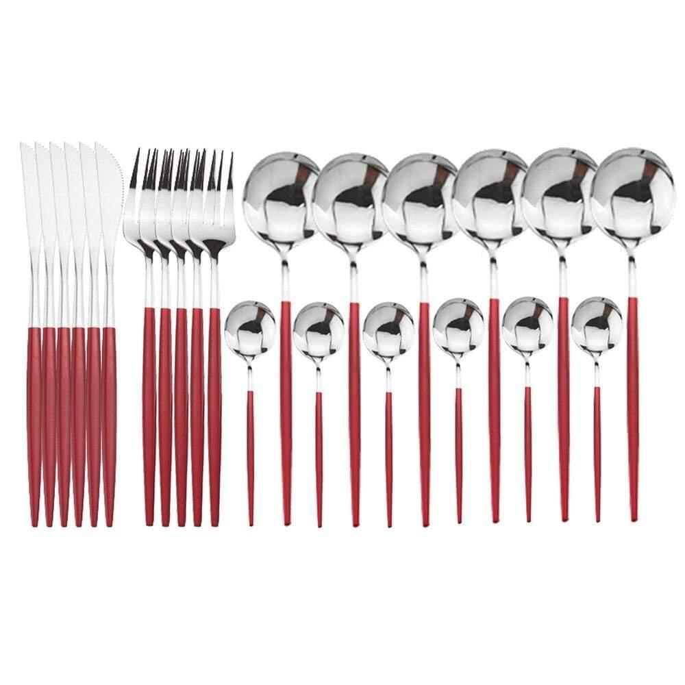 Shop 100003310 24Pcs Red Silver Casper Cutlery Set Mademoiselle Home Decor
