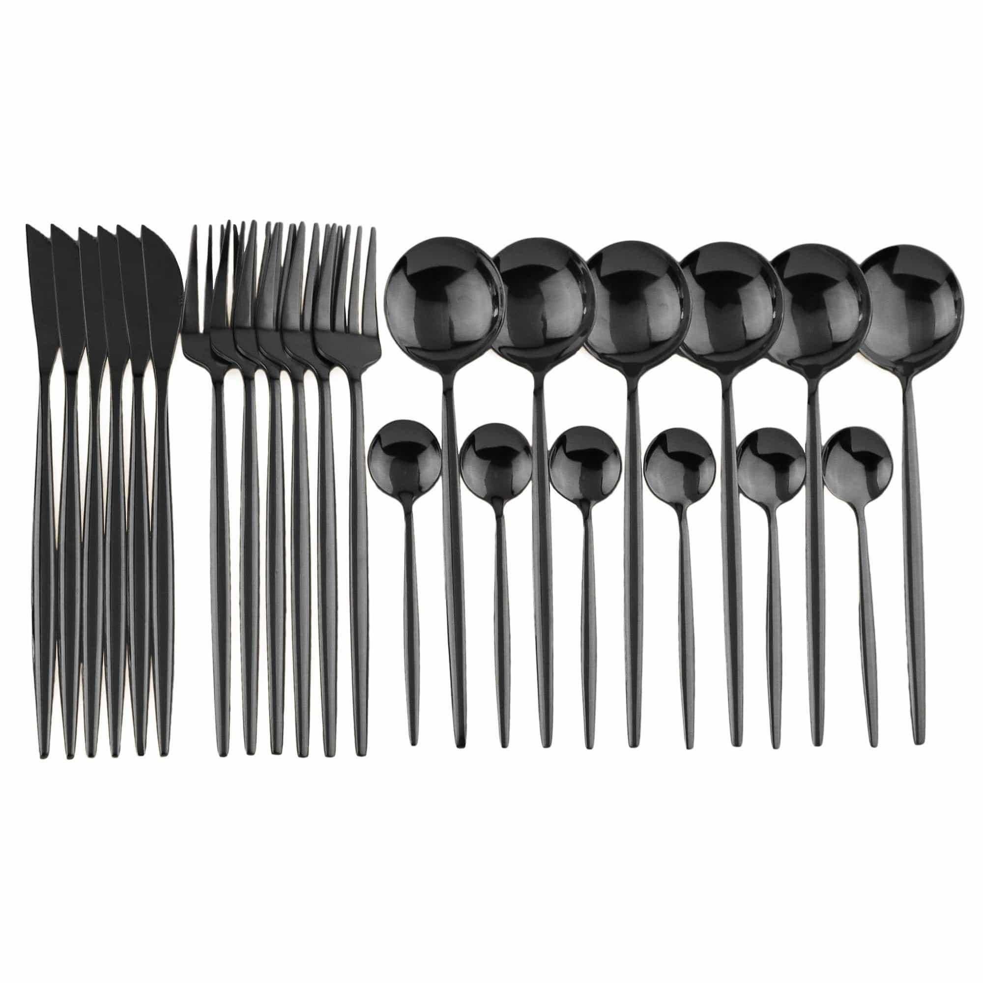 Shop 100003310 24Pcs Black Casper Cutlery Set Mademoiselle Home Decor