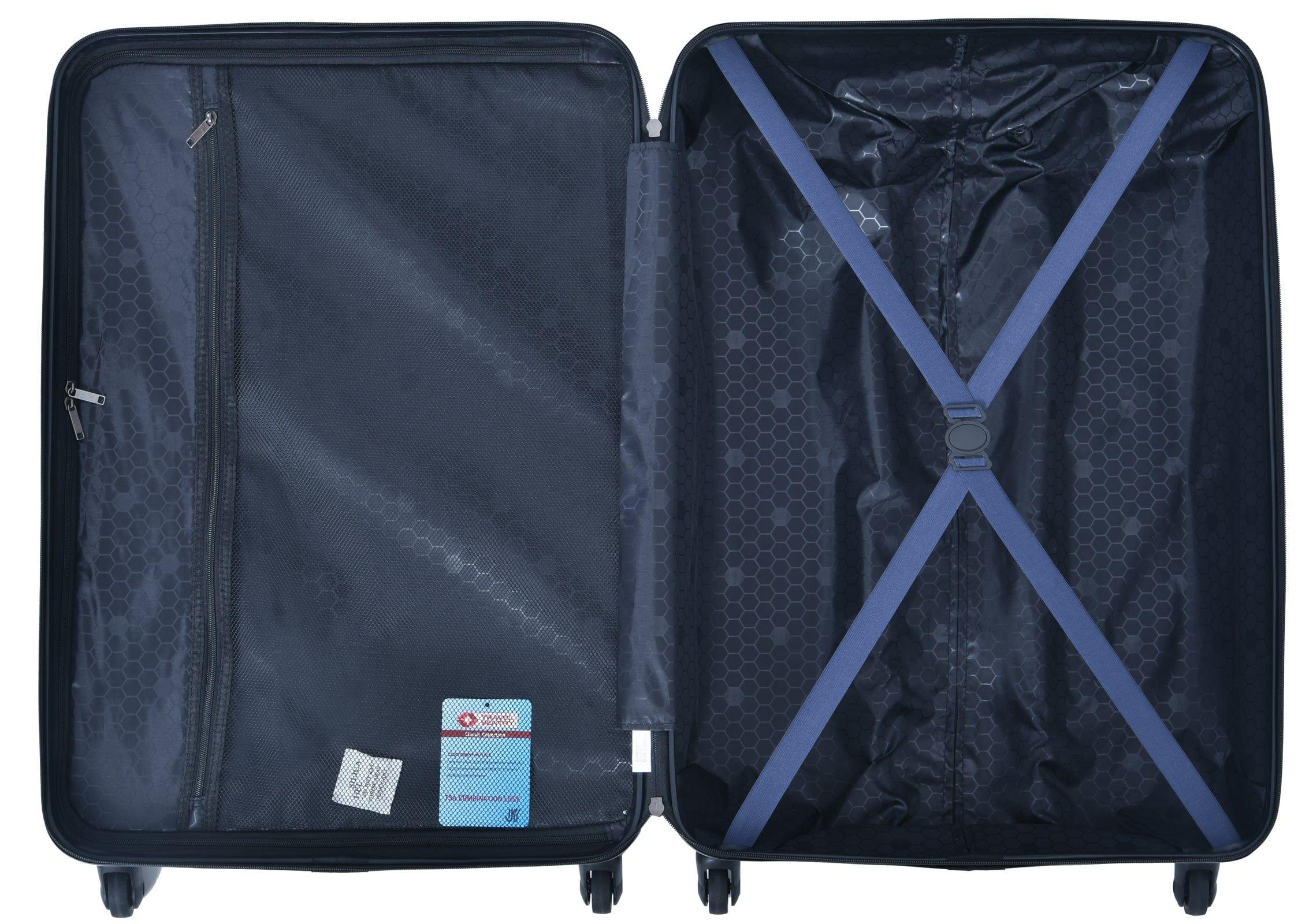 Shop 3 Piece Luggage Sets ABS Lightweight Suitcase with Two Hooks, Spinner Wheels, TSA Lock, (20/24/28) Navy Mademoiselle Home Decor