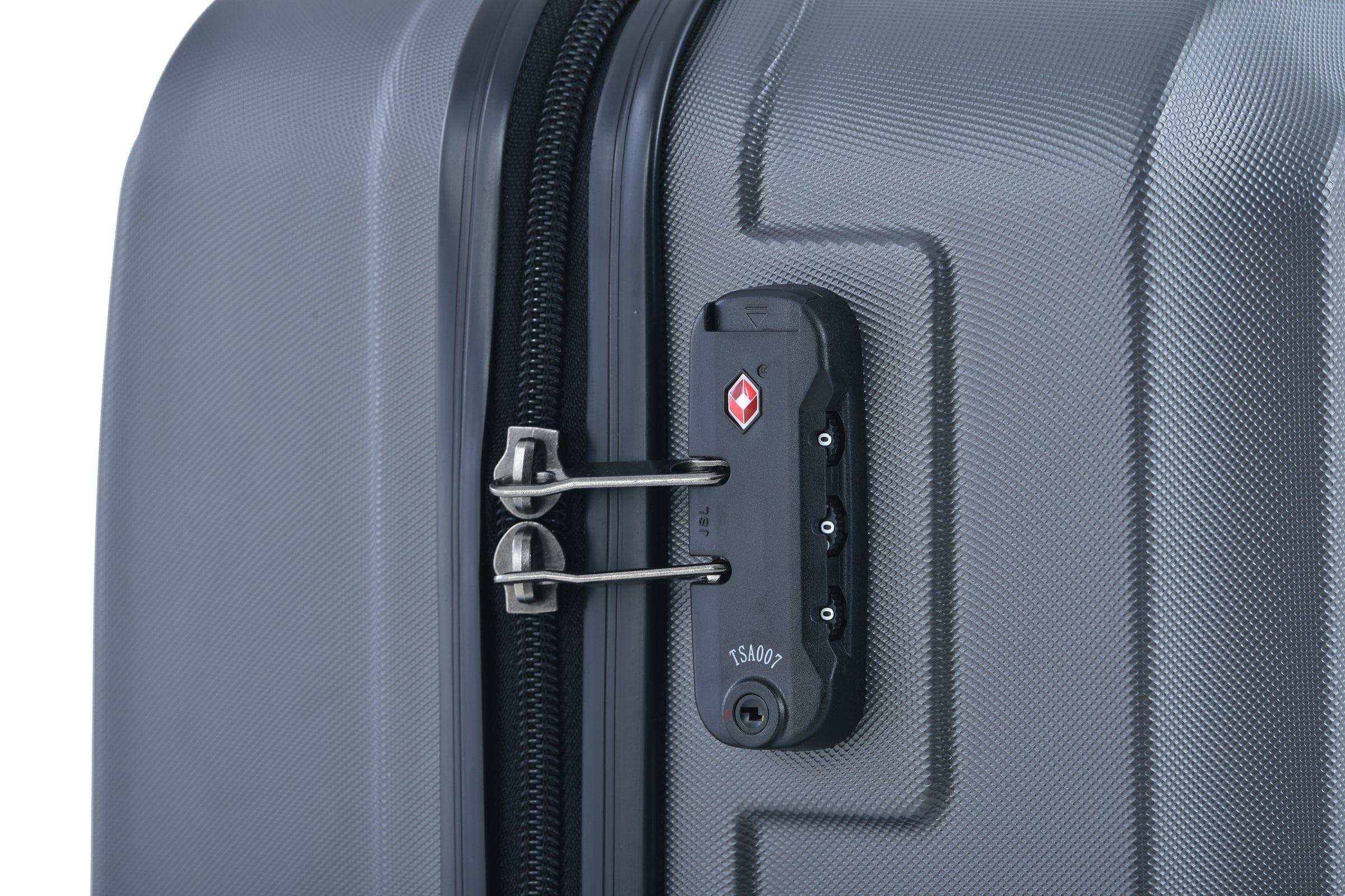 Shop 3 Piece Luggage Sets ABS Lightweight Suitcase with Two Hooks, Spinner Wheels, TSA Lock, (20/24/28) Gray Mademoiselle Home Decor