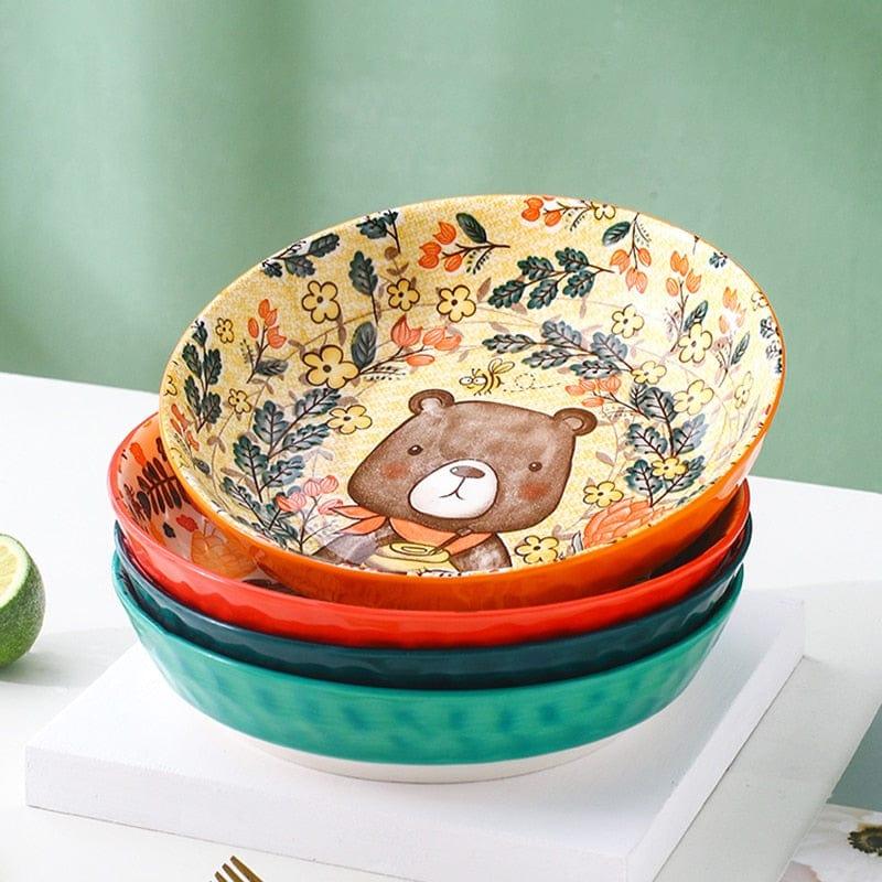 Shop 0 8 Inch Cartoon children's dishes home good-looking cute dishes ceramic creative personality tableware net red disc deep dish Mademoiselle Home Decor
