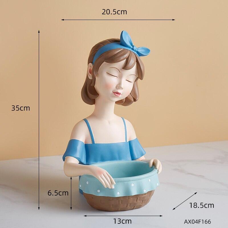 Shop 200044142 Girl with basket - Blue Chichi Sculpture Mademoiselle Home Decor