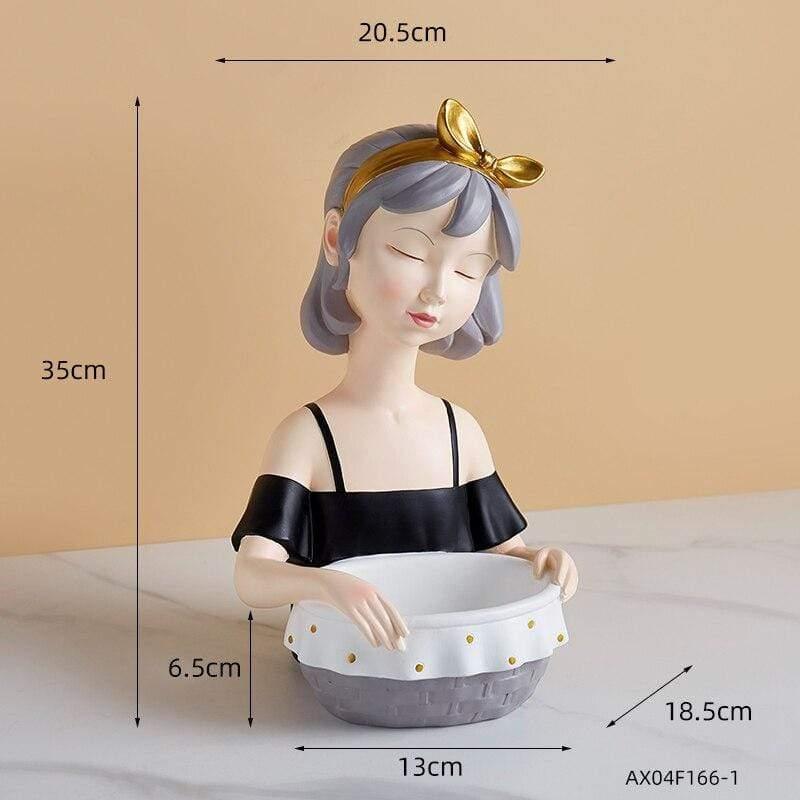 Shop 200044142 Girl with basket - Black Chichi Sculpture Mademoiselle Home Decor