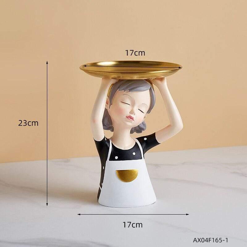 Shop 200044142 Girl with tray - Black Chichi Sculpture Mademoiselle Home Decor