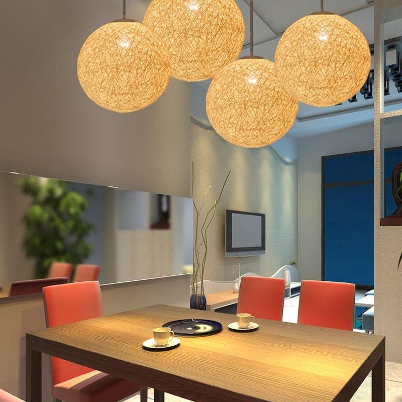 Shop 0 Rattan hemp ball restaurant modern minimalist casual mood chandelier clothing store bar bedroom lamp hemp rope chandelier Mademoiselle Home Decor