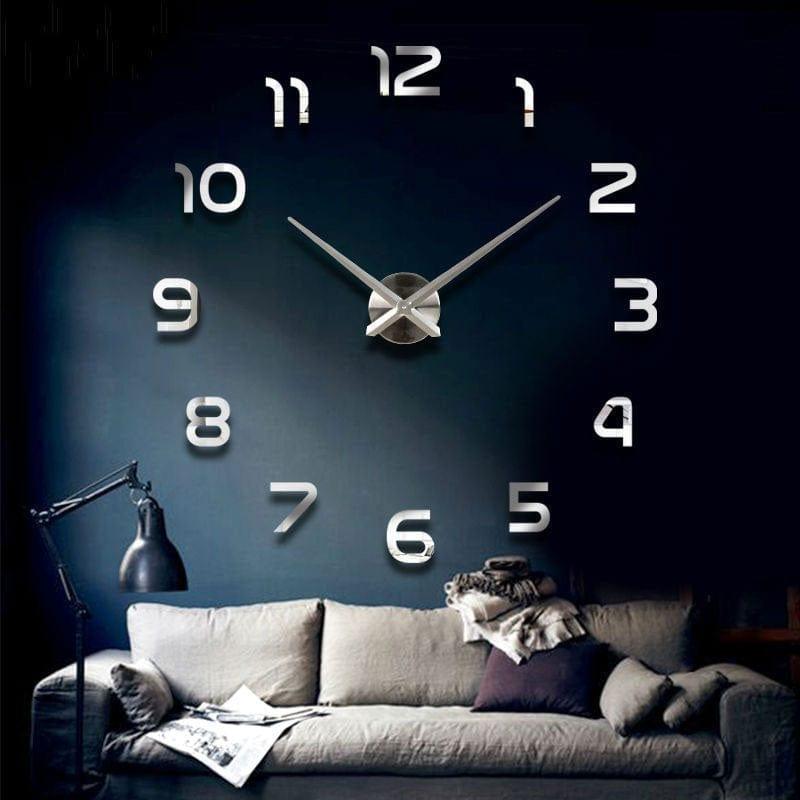 Shop 0 Silver Silver Center / 27inch(2D) Fashion 3D big size wall clock mirror sticker DIY brief living room decor meetting room wall clock Mademoiselle Home Decor