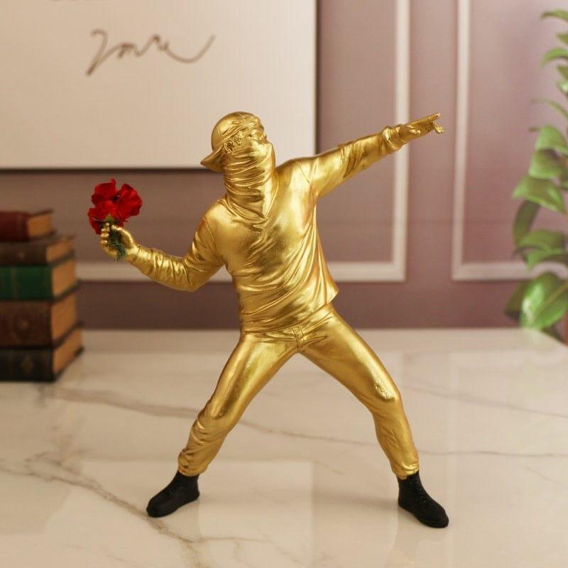 Shop 0 Resin Banksy Statues Sculptures Flower Thrower Statue Bomber Home Decoration Accessories Modern Ornaments Figurine Collectible Mademoiselle Home Decor