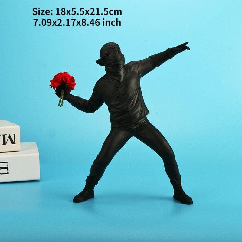 Shop 0 Banksy-Black Resin Banksy Statues Sculptures Flower Thrower Statue Bomber Home Decoration Accessories Modern Ornaments Figurine Collectible Mademoiselle Home Decor
