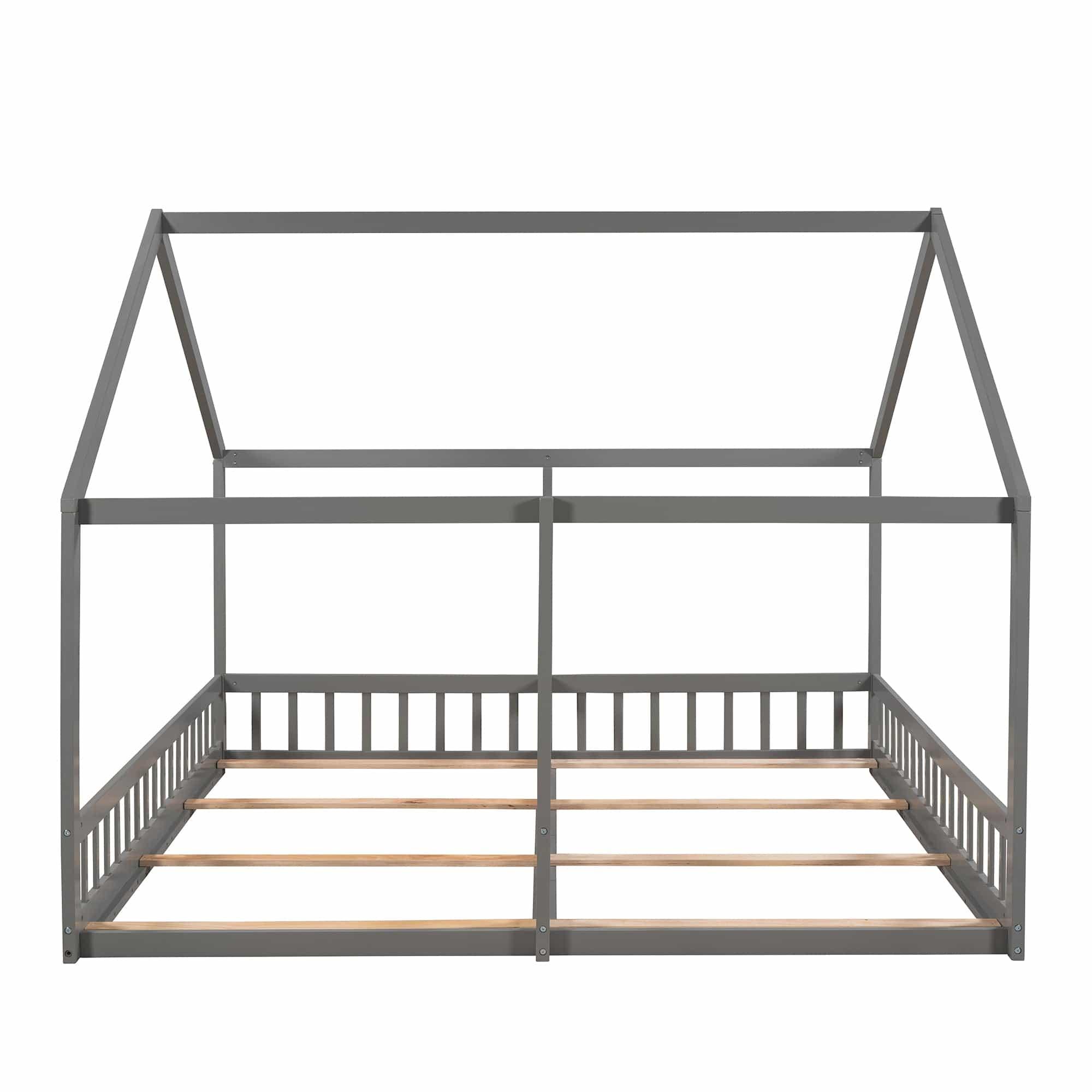 Shop Twin Size House Platform Beds,Two Shared Beds, Gray Mademoiselle Home Decor