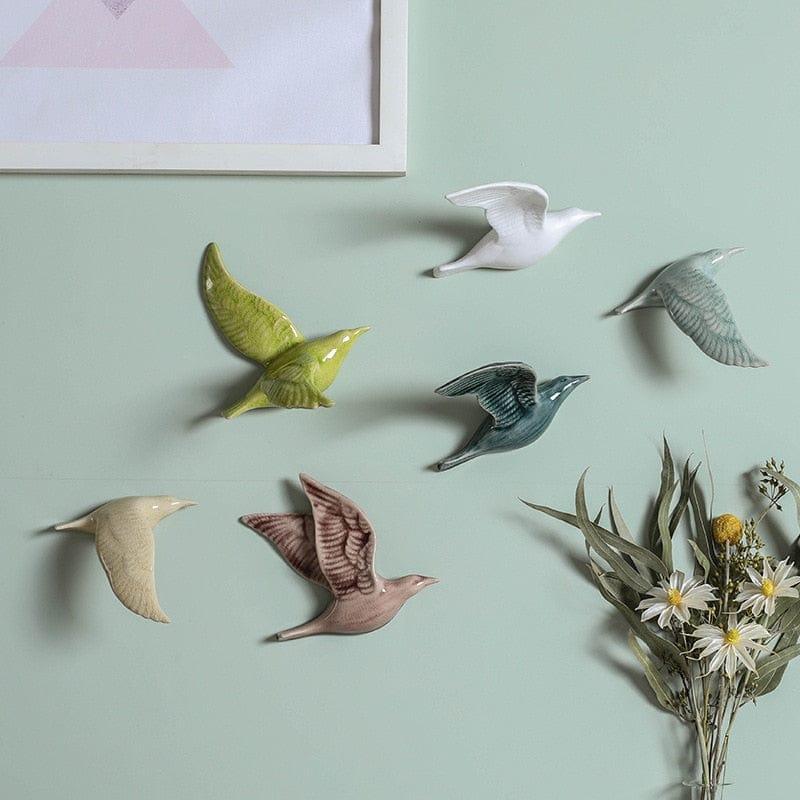 Shop 0 3D Ceramic Birds Shape Wall Hanging Decorations Simple Home Decorations Accessories Decoracao Para Casa Wall Crafts Ornaments Mademoiselle Home Decor