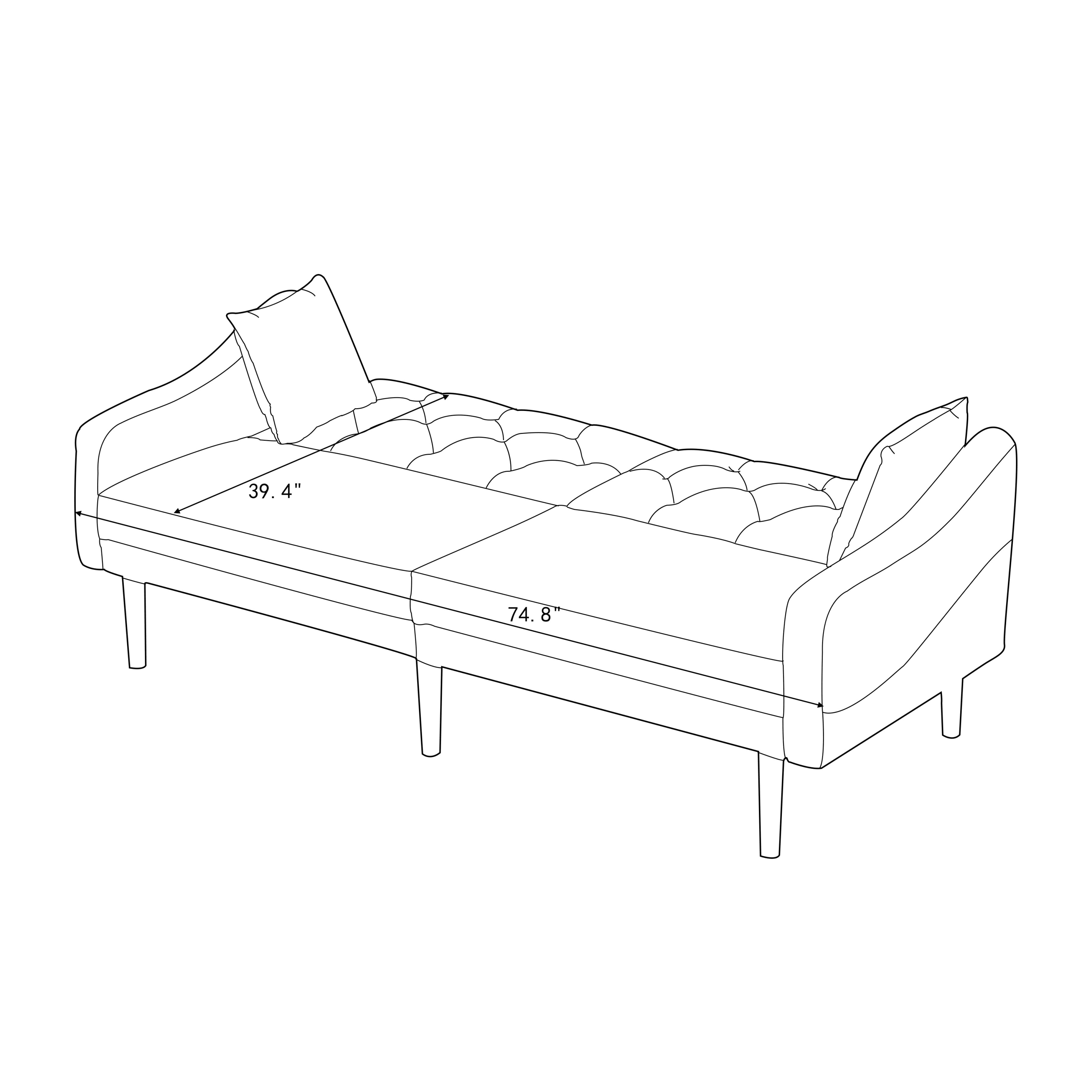 Shop FUTON SOFA SLEEPER GREY VELVET WITH 2 PILLOWS(same as W223S00382,W223S00954) ***Not available for sale on Walmart*** Mademoiselle Home Decor