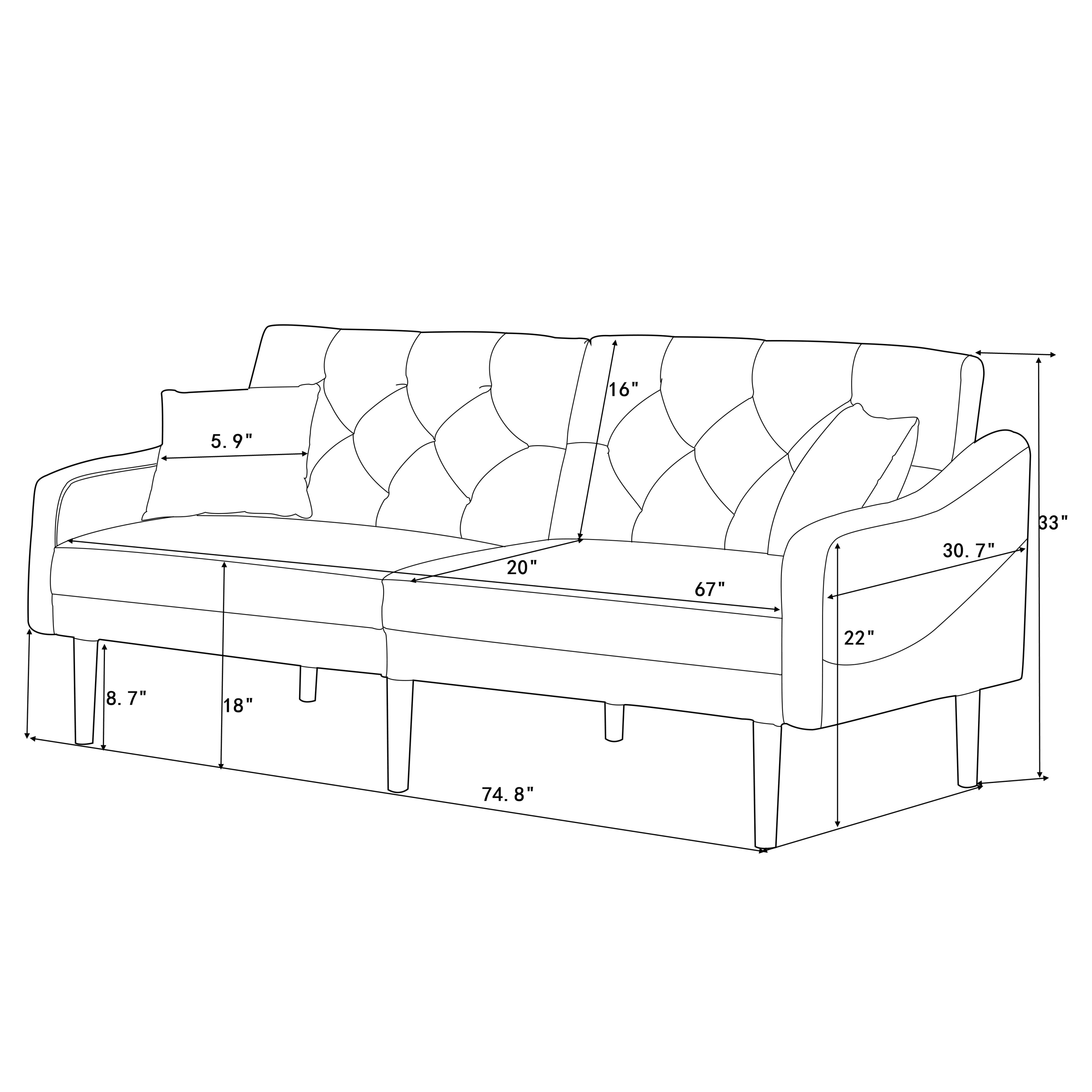 Shop FUTON SOFA SLEEPER GREY VELVET WITH 2 PILLOWS(same as W223S00382,W223S00954) ***Not available for sale on Walmart*** Mademoiselle Home Decor