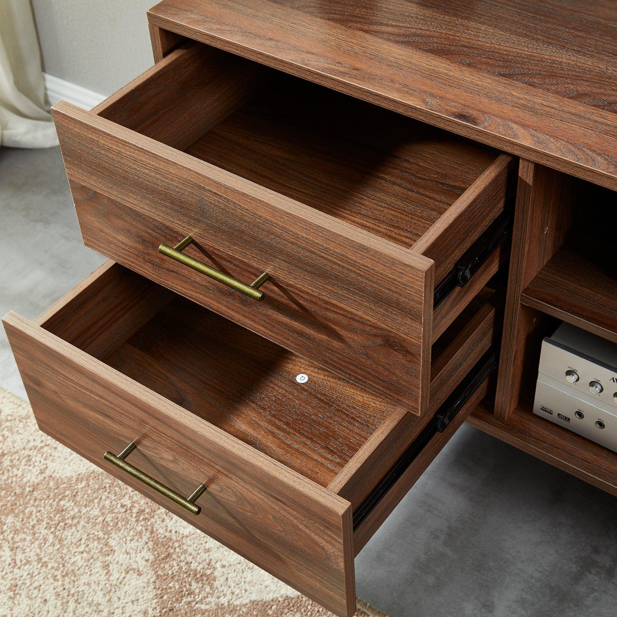 Shop 55" Mid Century TV Stand Entertainment Center, Wooden TV Console Cabinet Mademoiselle Home Decor