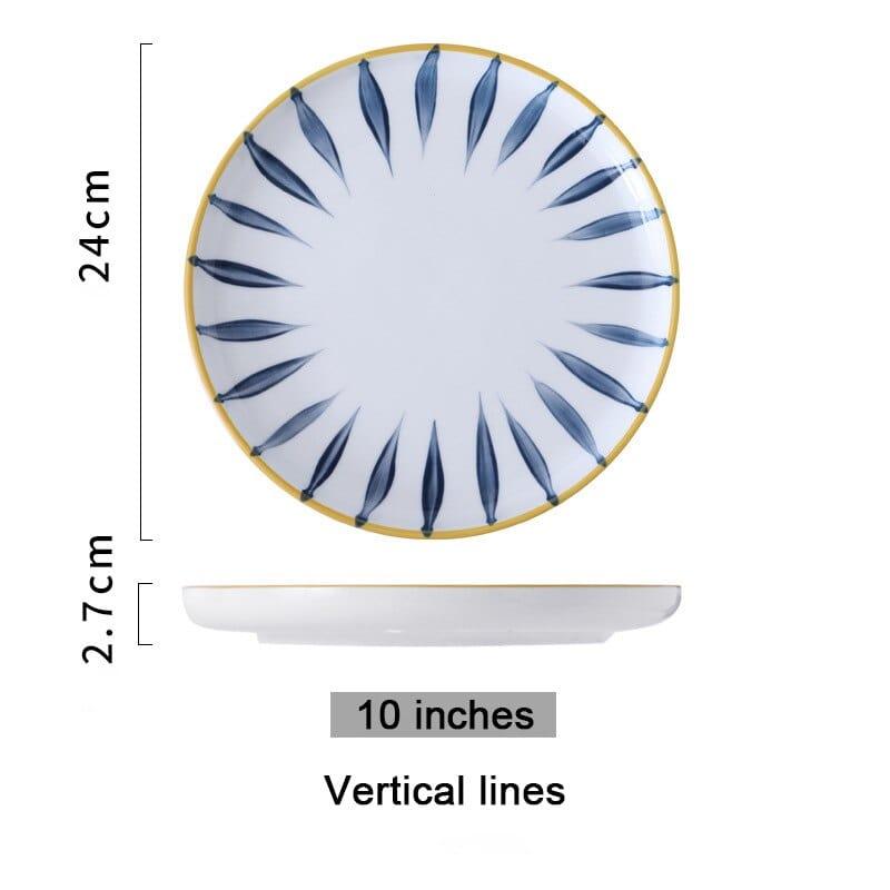 Shop 0 10 vertical lines / China Japanese ceramic plate bone china dinnerware sets sushi Fruit salad dessert plates serving trays decorative christmas plates Mademoiselle Home Decor