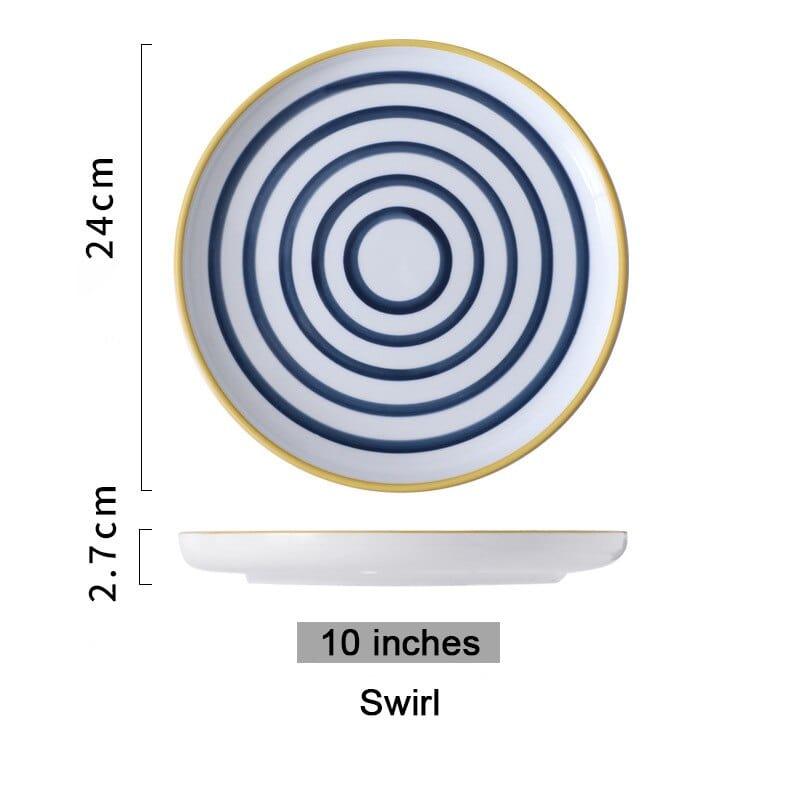 Shop 0 10 swirl / China Japanese ceramic plate bone china dinnerware sets sushi Fruit salad dessert plates serving trays decorative christmas plates Mademoiselle Home Decor