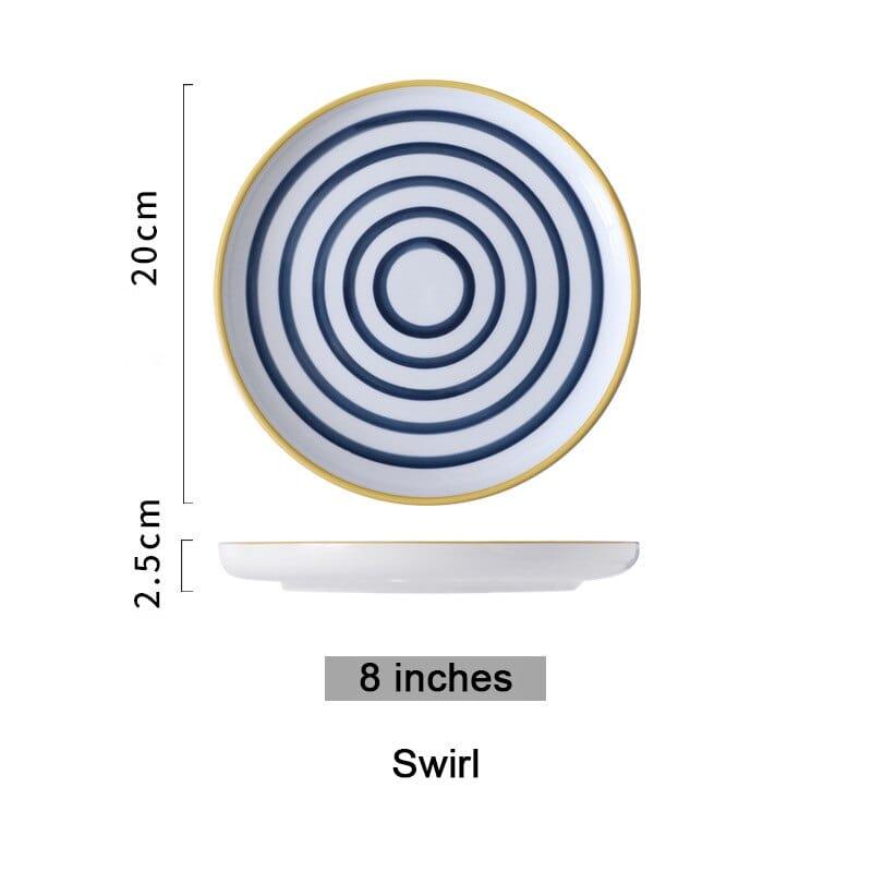 Shop 0 8 swirl / China Japanese ceramic plate bone china dinnerware sets sushi Fruit salad dessert plates serving trays decorative christmas plates Mademoiselle Home Decor