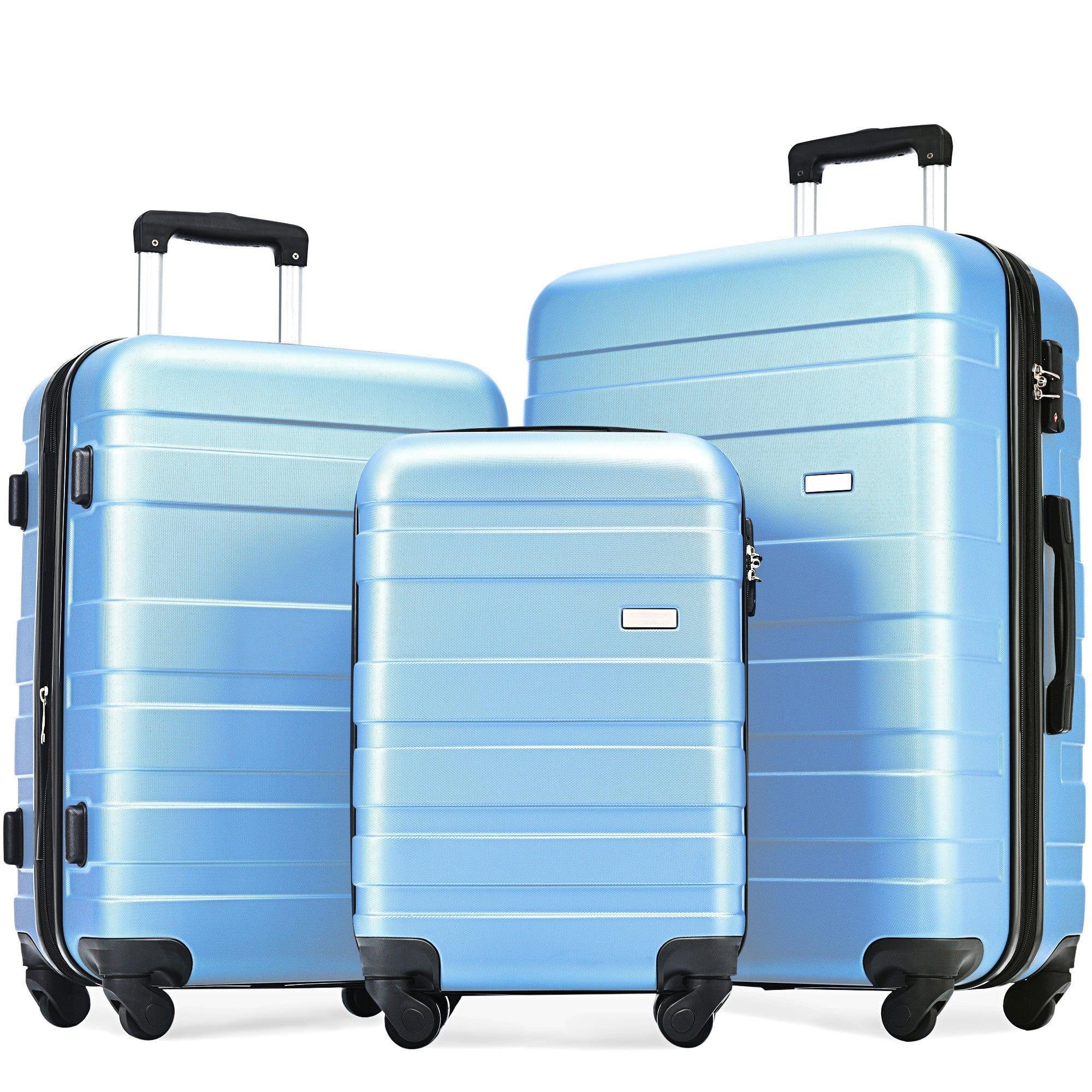 Shop Luggage Sets New Model Expandable ABS Hardshell 3pcs Clearance Luggage Hardside Lightweight Durable Suitcase sets Spinner Wheels Suitcase with TSA Lock 20''24''28''(Sky Blue) Mademoiselle Home Decor