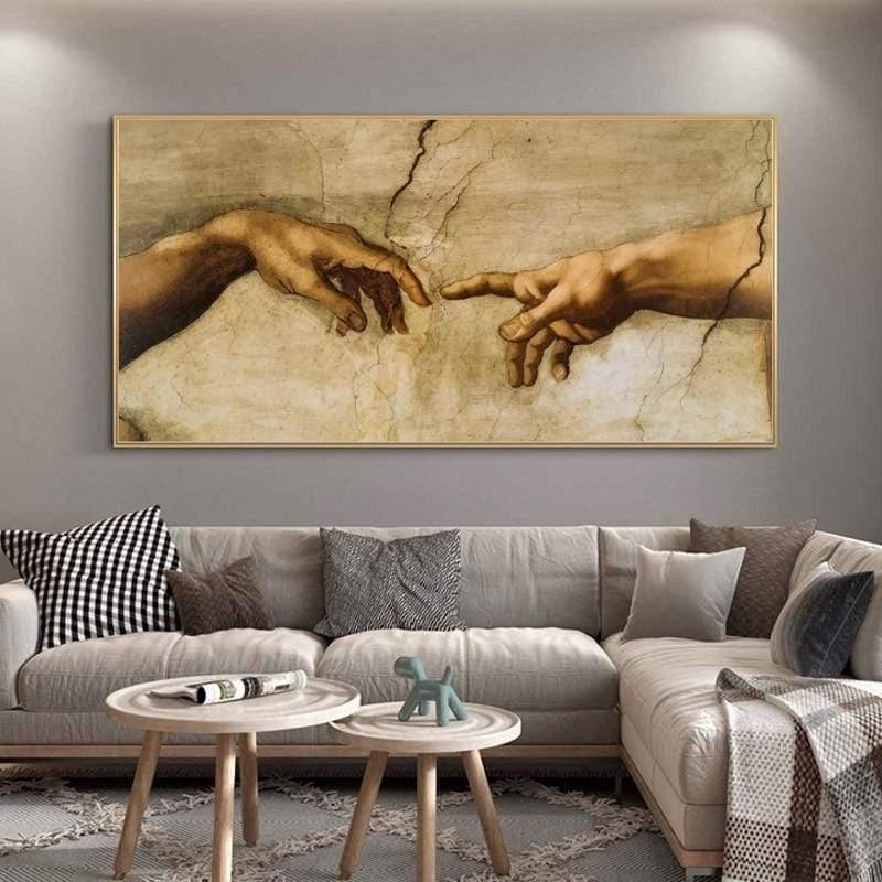 Shop 0 The Creation Of Adam by Michelangelo Famous Art Canvas Paintings On the Wall Art Posters And Prints Hand to Hand Art Pictures Mademoiselle Home Decor