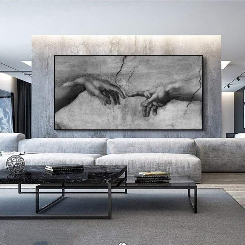 Shop 0 The Creation Of Adam by Michelangelo Famous Art Canvas Paintings On the Wall Art Posters And Prints Hand to Hand Art Pictures Mademoiselle Home Decor
