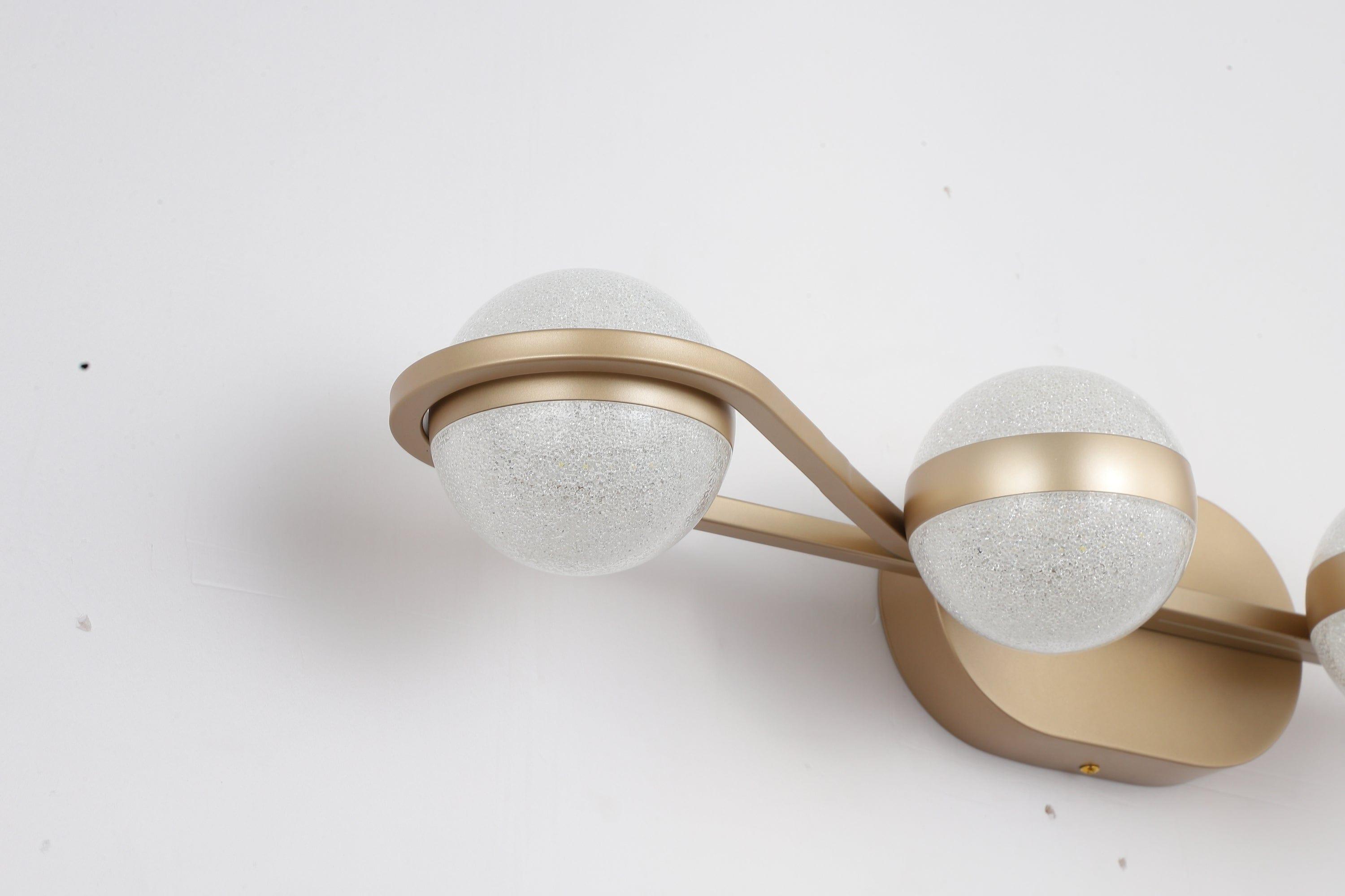 Shop LED Bathroom Vanity Lights Fixtures, 4-Lights Brushed Brass Globe Glass Shade Over Mirror Mademoiselle Home Decor