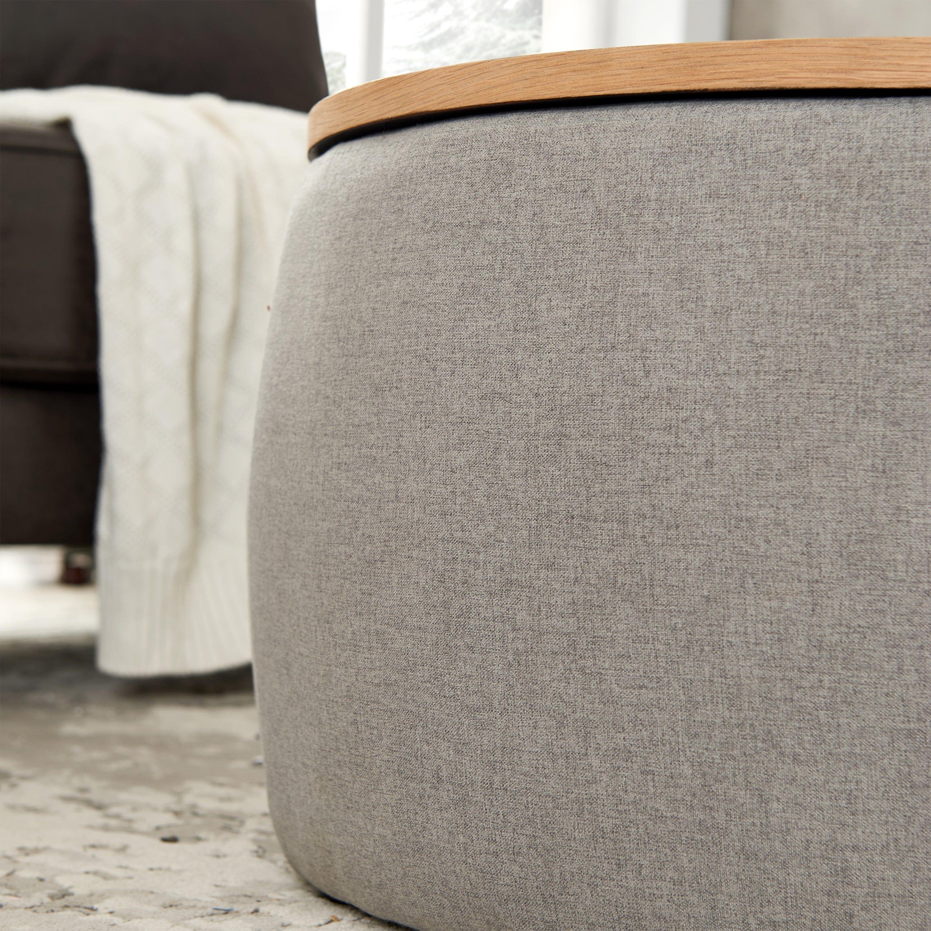 Shop Round Storage Ottoman, 2 in 1 Function, Work as End table and Ottoman, Grey (25.5"x25.5"x14.5") Mademoiselle Home Decor