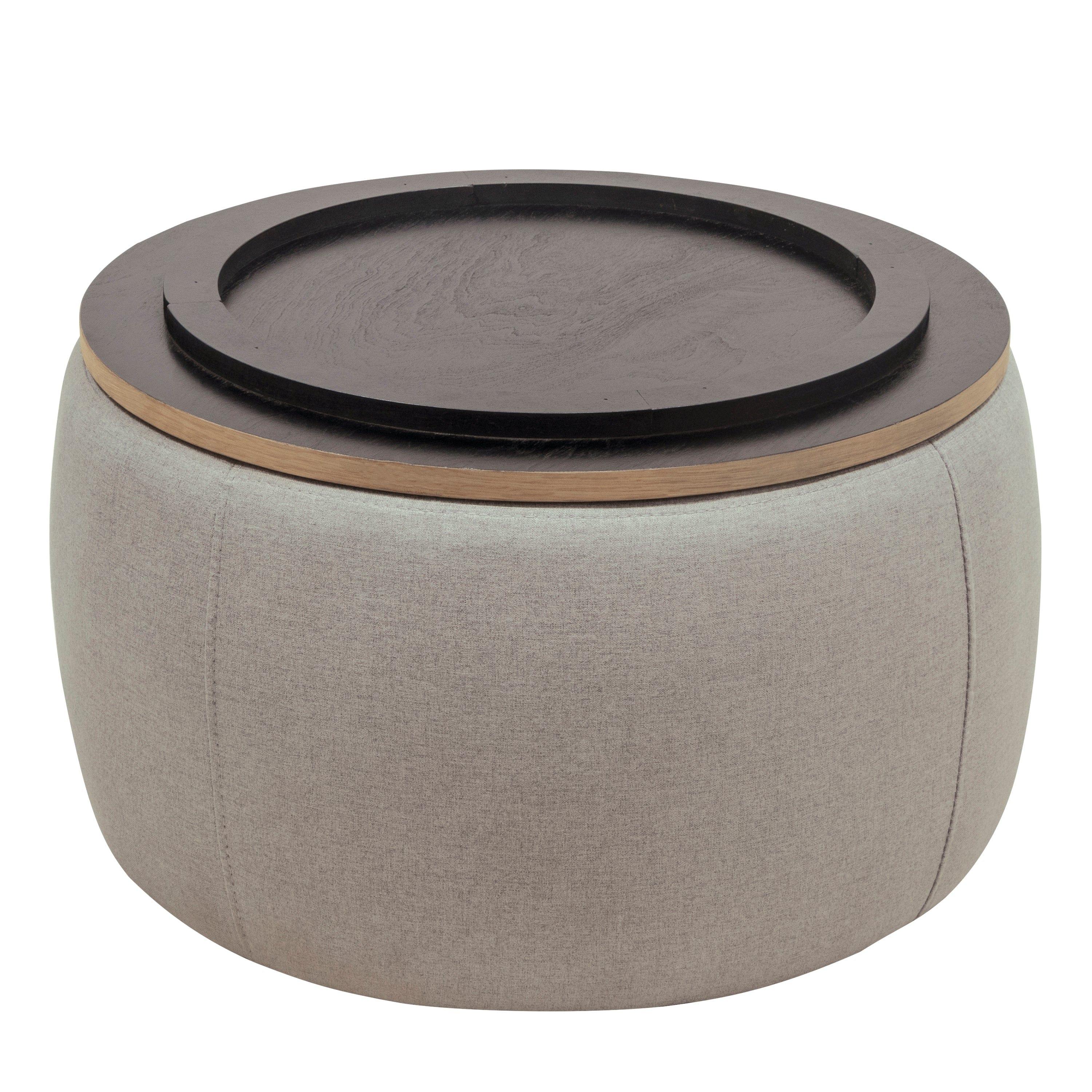 Shop Round Storage Ottoman, 2 in 1 Function, Work as End table and Ottoman, Grey (25.5"x25.5"x14.5") Mademoiselle Home Decor