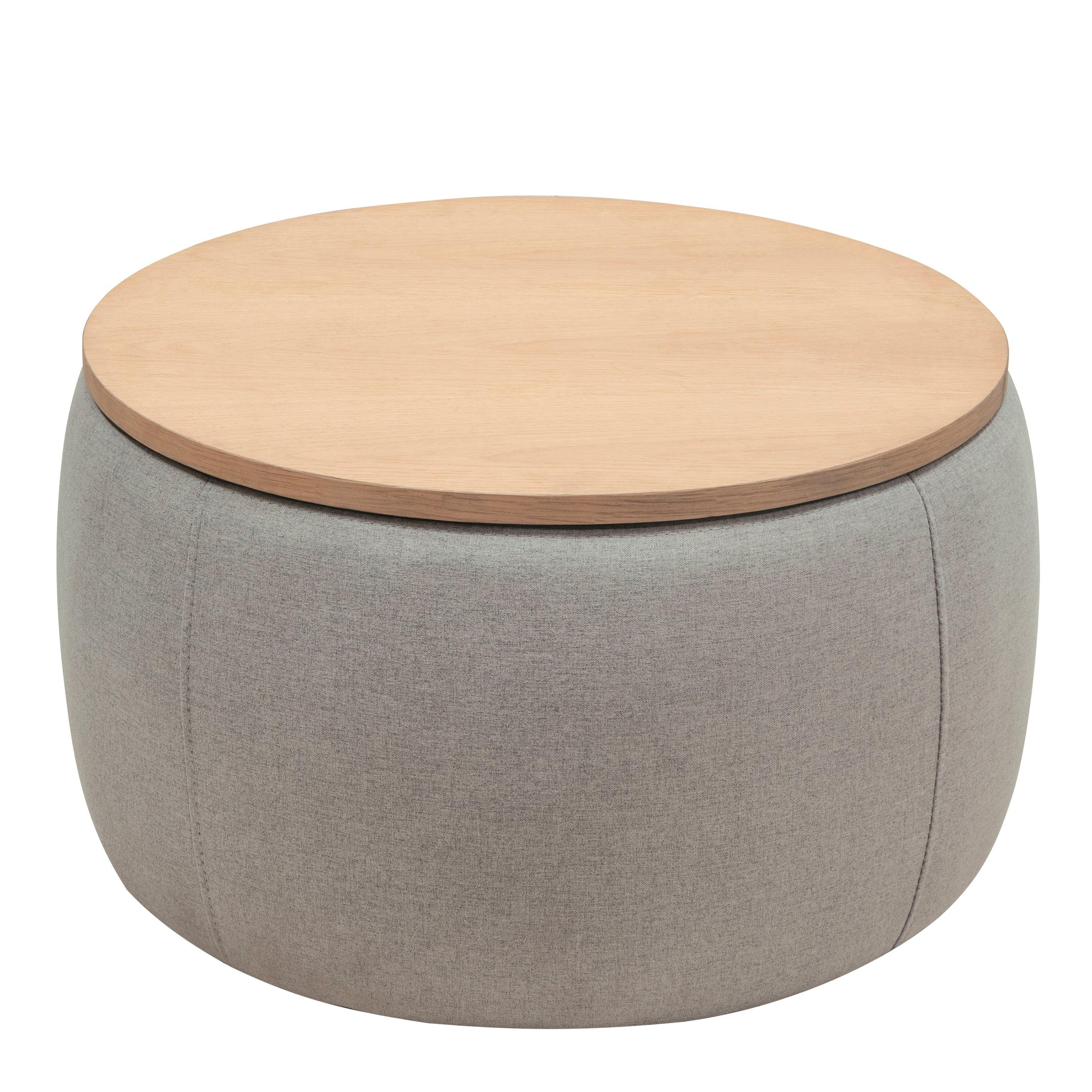 Shop Round Storage Ottoman, 2 in 1 Function, Work as End table and Ottoman, Grey (25.5"x25.5"x14.5") Mademoiselle Home Decor