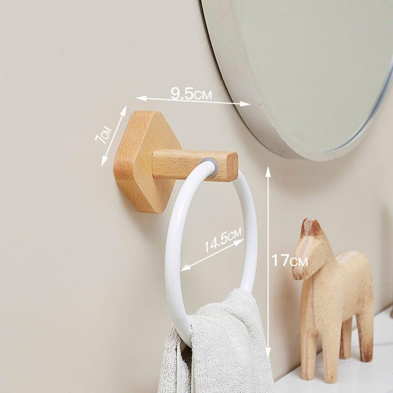 Shop 0 White Aluminum+Wood Towel Ring, Hand Towel Holder for Bathroom, Towel Rack Hanger for Kitchen Wall Mount Heavy Duty Storage Mademoiselle Home Decor