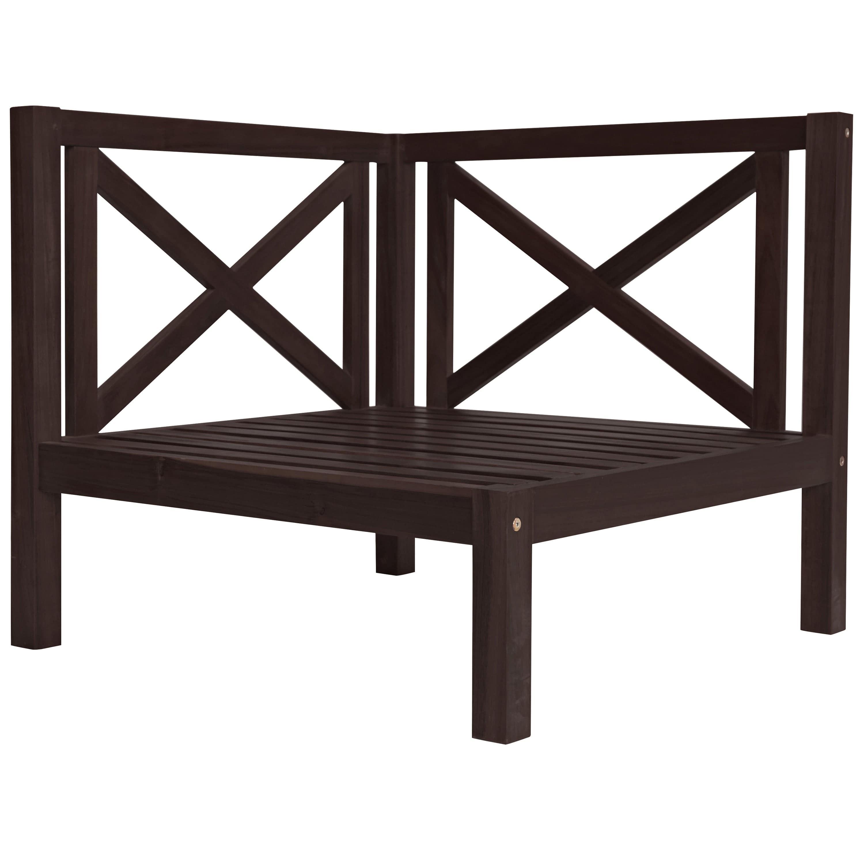 Shop TOPMAX Outdoor Wood Patio Backyard 4-Piece Sectional Seating Group with Cushions and Table X-Back Sofa Set for Small Places, Brown Finish+Beige Cushions Mademoiselle Home Decor