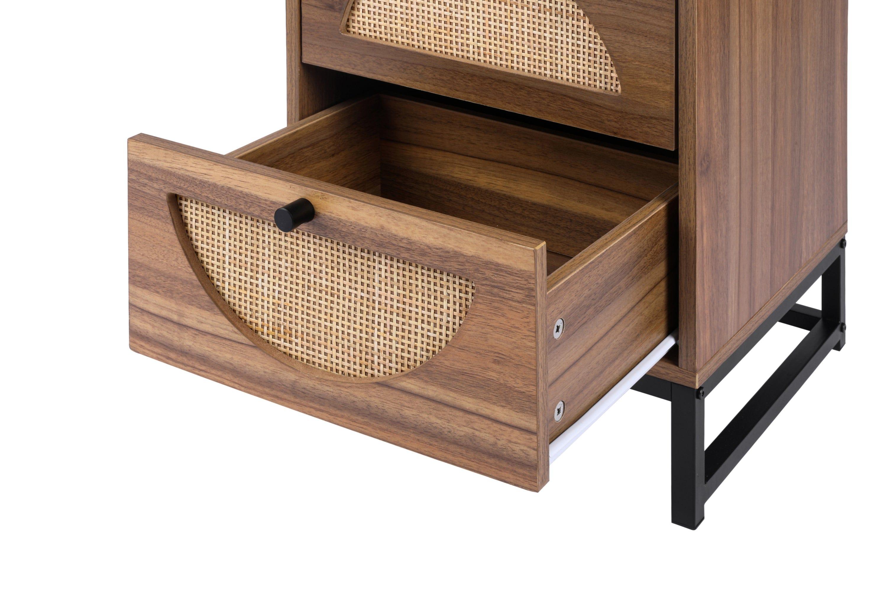 Shop Natural rattan,2 Drawer side table,Display Rack for Bedroom and Living Room,Nightstand Side Table Bedroom Storage Drawer Bedside End Table Mademoiselle Home Decor
