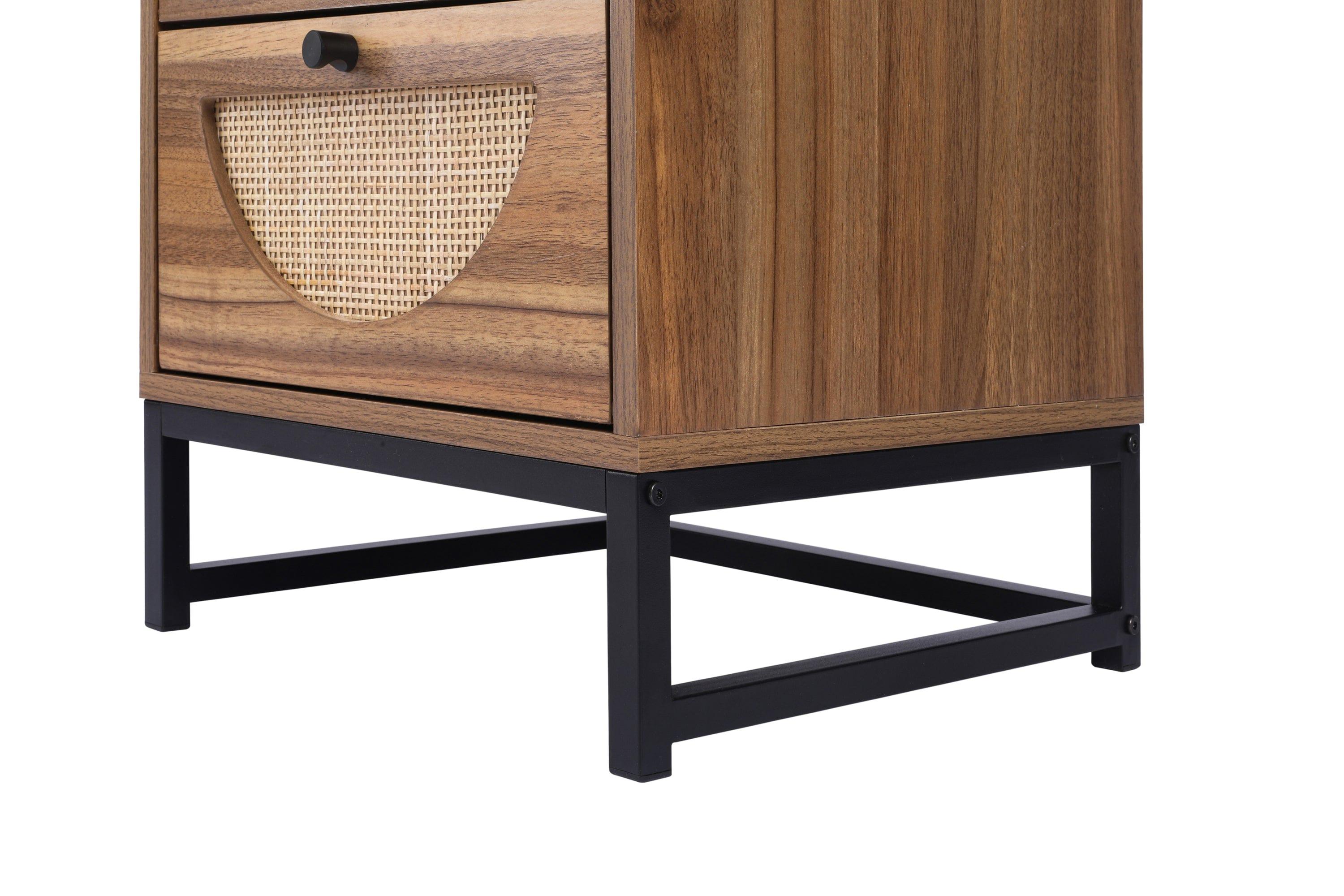Shop Natural rattan,2 Drawer side table,Display Rack for Bedroom and Living Room,Nightstand Side Table Bedroom Storage Drawer Bedside End Table Mademoiselle Home Decor