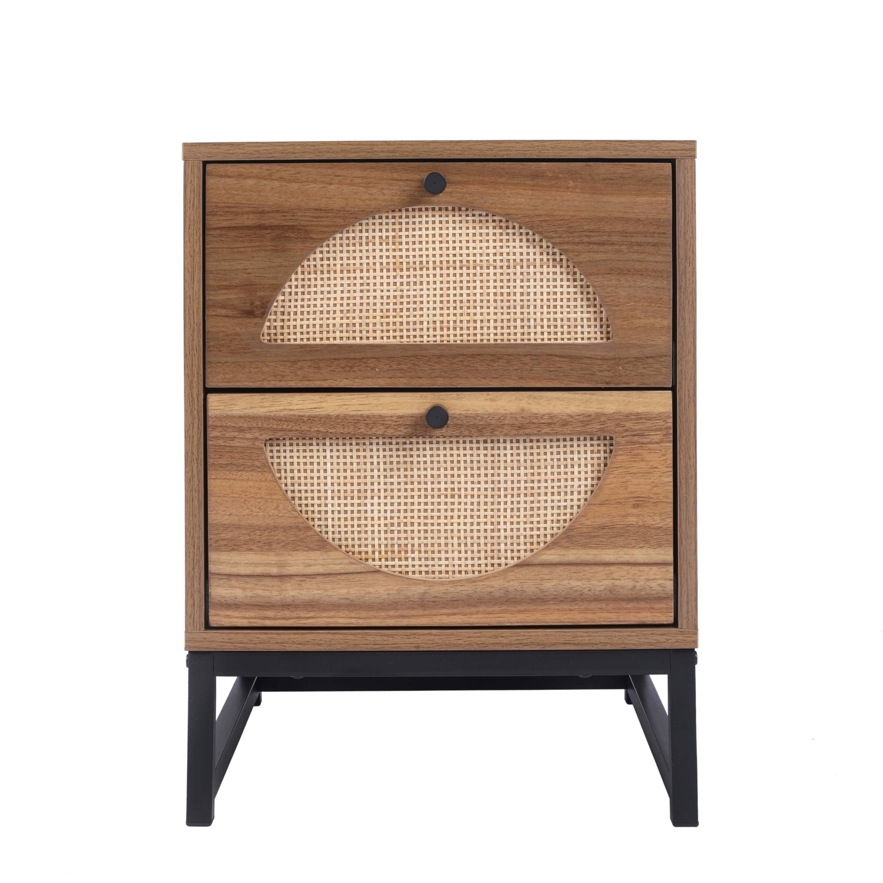 Shop Natural rattan,2 Drawer side table,Display Rack for Bedroom and Living Room,Nightstand Side Table Bedroom Storage Drawer Bedside End Table Mademoiselle Home Decor